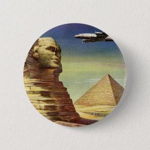 Vintage Pyramids, the Great Sphinx of Giza, Egypt 2 Inch Round Button