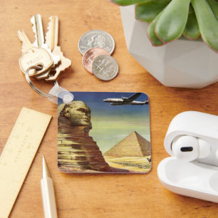 Vintage Pyramids, the Great Sphinx of Giza, Egypt Keychain