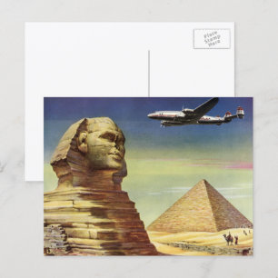 Vintage Pyramids, the Great Sphinx of Giza, Egypt Postcard