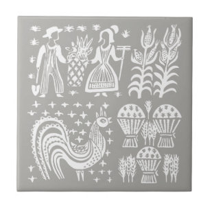 Vintage Pyrex Pattern - Butterprint (Amish Farmer) Tile