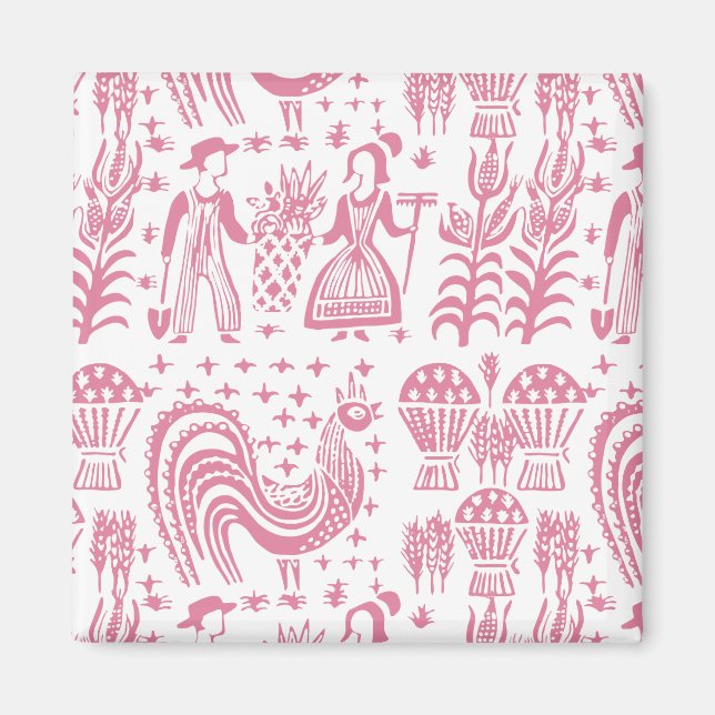 Vintage Pyrex Pattern - Butterprint Amish (Pink) Magnet (Front)