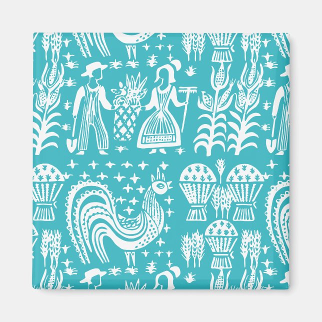 Vintage Pyrex Pattern - Butterprint Amish (White) Magnet (Front)