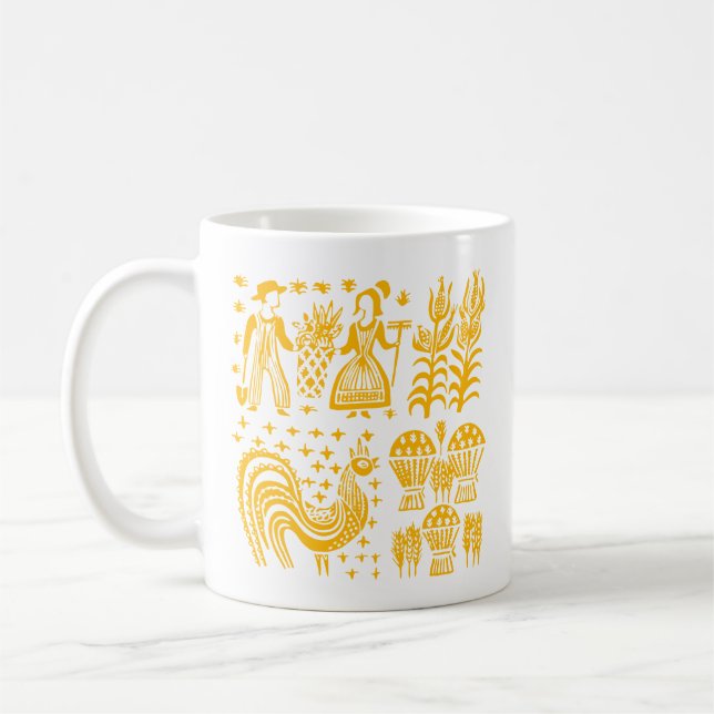 Vintage Pyrex Pattern - Butterprint Orange Coffee Mug (Left)