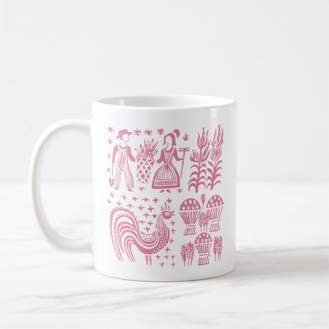 Vintage Pyrex Pattern - Butterprint Pink Coffee Mug (Left)