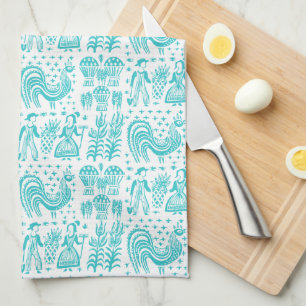 Vintage Pyrex Pattern - Butterprint Turquoise Blue Kitchen Towel