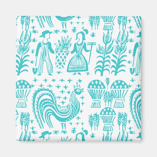 Vintage Pyrex Pattern - Butterprint (Turquoise) Magnet (Front)