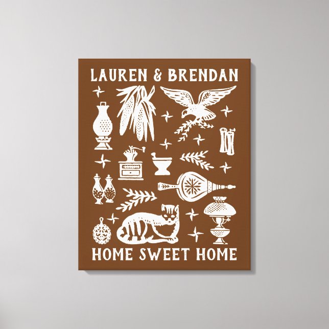 Vintage Pyrex Pattern - Early American (Colonial) Canvas Print (Front)