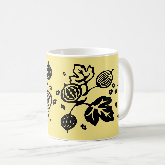 Vintage Pyrex Pattern - Gooseberry Black Coffee Mug (Front Right)