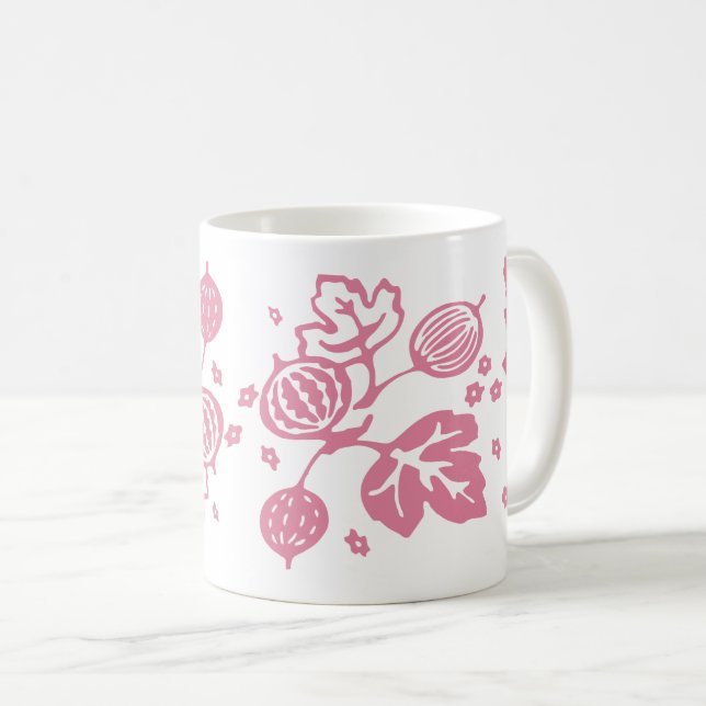 Vintage Pyrex Pattern - Gooseberry Pink Coffee Mug (Front Right)