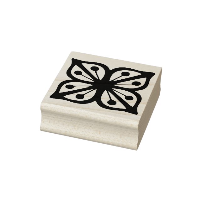 Vintage Pyrex Pattern - Verde Square Flower Rubber Stamp (Stamp)