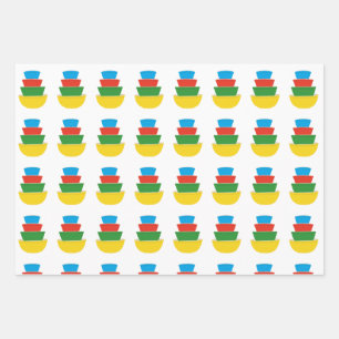 Vintage Pyrex Wrapping Paper Primary Colors Mixing