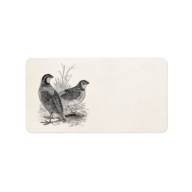 Vintage Quail Birds - Personalized Retro Game Bird Label (Front)
