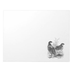 Vintage Quail Birds - Personalized Retro Game Bird Notepad