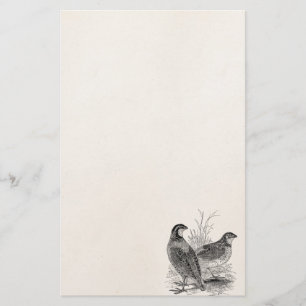 Vintage Quail Birds - Personalized Retro Game Bird Stationery
