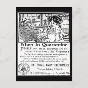 Vintage quarantine telephone advertisement funny postcard