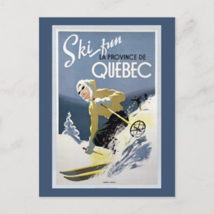Vintage Quebec, Canada Ski Postcard