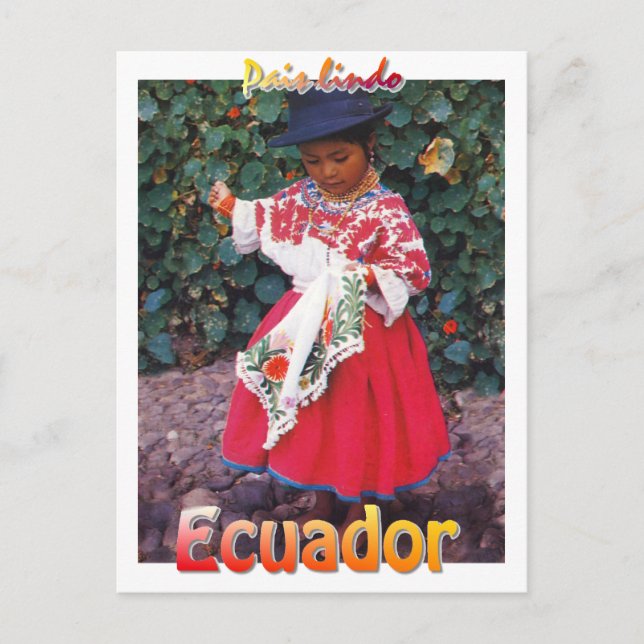 vintage Quechua Ecuador postcard girl (Front)