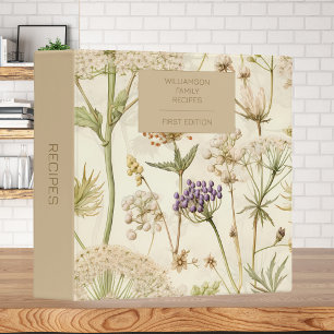 Vintage Queen Anne's Lace Monogram Recipe Binder