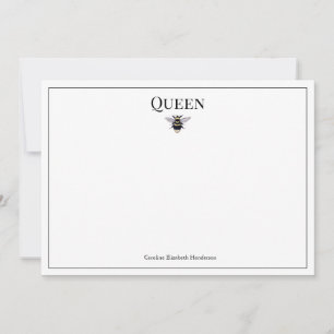 Vintage Queen Bee Classic Personalized Note Card