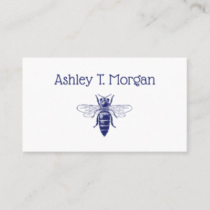 Vintage Queen Bee Drawing in Blue Business Card