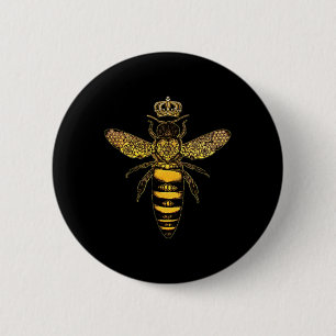 Vintage Queen Bee Earth Day Nature Love Save The B 2 Inch Round Button
