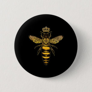 Vintage Queen Bee Earth Day Nature Love Save The B 2 Inch Round Button