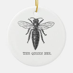 Vintage Queen Bee Illustration Ceramic Ornament