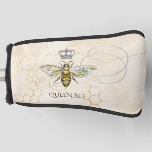 Vintage Queen Bee Royal Crown Honeycomb Beige Golf Head Cover