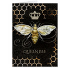 Vintage Queen Bee Royal Crown Honeycomb Black Card