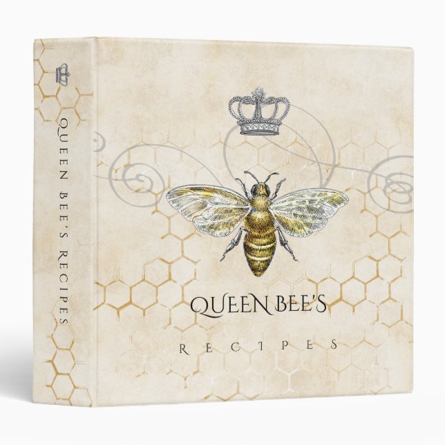 Vintage Queen Bee's Recipes Royal Crown Honeycomb Binder (Front/Spine)