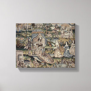 Vintage Queen Esther Tapestry Embroidery Purple Canvas Print