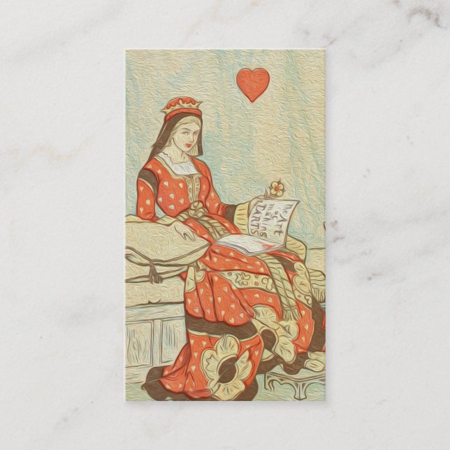 Vintage Queen of Hearts Painting Business Card (Front)