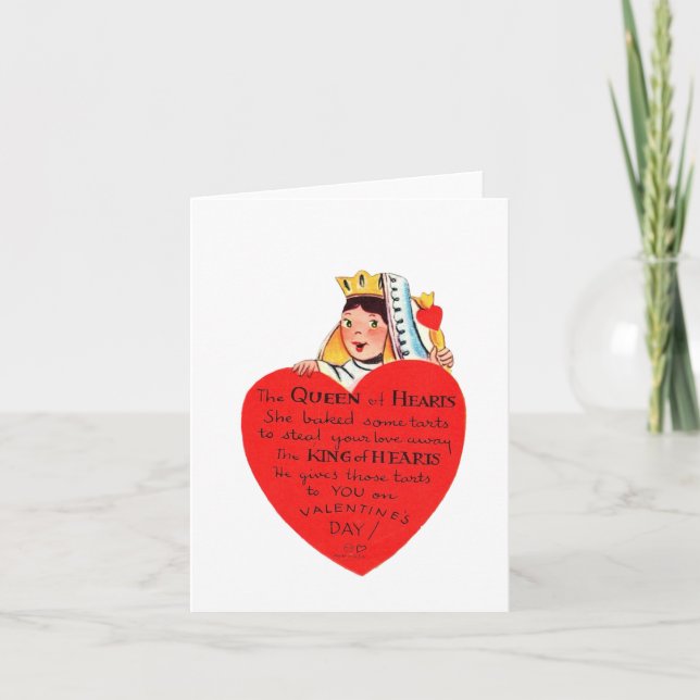 Vintage Queen of Hearts Valentine Card (Front)