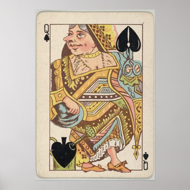 Vintage Queen of Spades Playing Card (1889) Poster (Front)