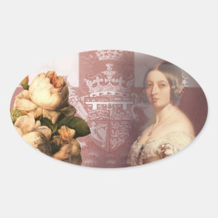 Vintage Queen Victoria Oval Sticker