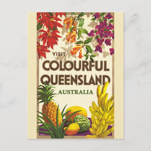 Vintage Queenland Australia Colourful Travel Postcard (Front)