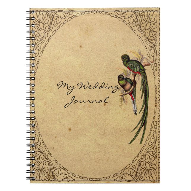 Vintage Quetzal Bird Elegant Wedding Journal (Front)