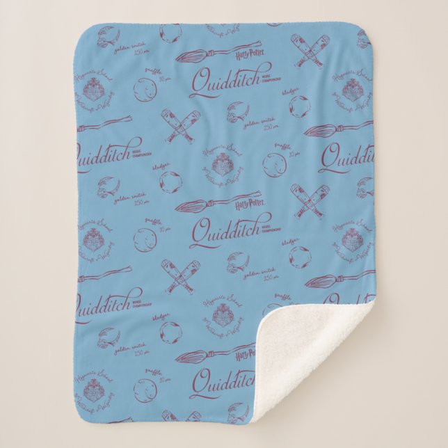 Vintage QUIDDITCH™ Sketch Pattern Sherpa Blanket (Front)