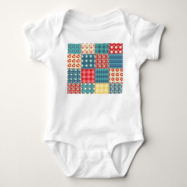 Vintage quilt: patchwork background pattern. baby bodysuit (Front)