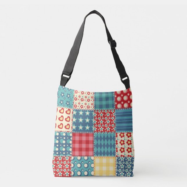 Vintage quilt: patchwork background pattern. crossbody bag (Front)