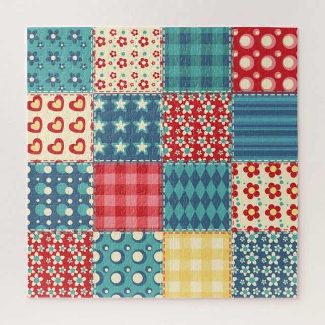 Vintage quilt: patchwork background pattern. jigsaw puzzle (Vertical)