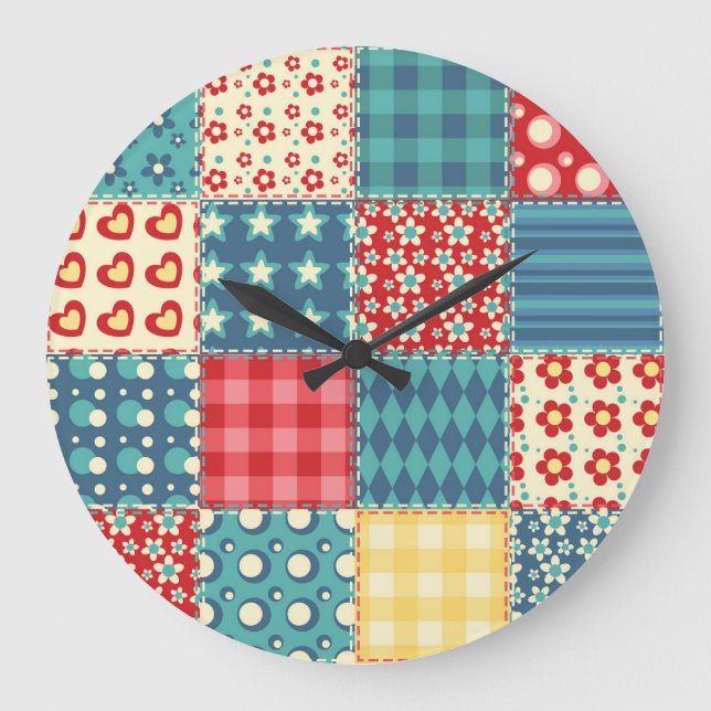 Vintage quilt: patchwork background pattern. large clock (Front)