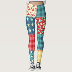 Vintage quilt: patchwork background pattern. leggings