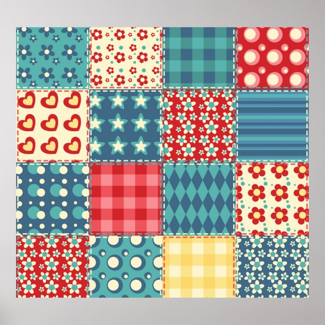 Vintage quilt: patchwork background pattern. poster (Front)