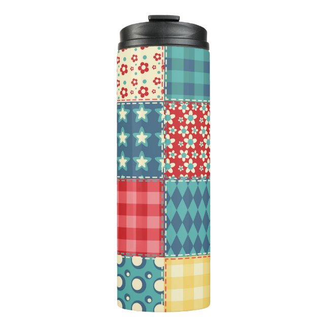 Vintage quilt: patchwork background pattern. thermal tumbler (Front)