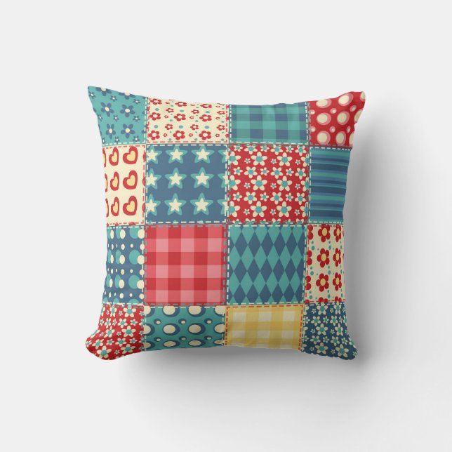 Vintage quilt: patchwork background pattern. throw pillow (Front)