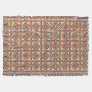 Vintage Quilt Pattern Throw Blanket
