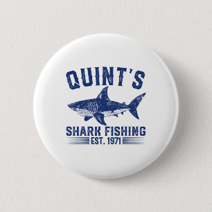 Vintage Quint's Shark Fishing 1971 Retro Fisher Bi 2 Inch Round Button