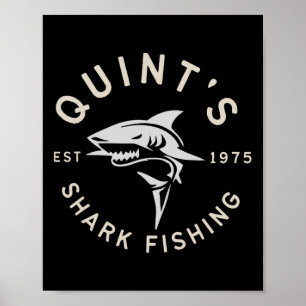Vintage Quint's Shark Fishing 1975 Retro 2 Poster