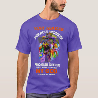 Vintage Quote Lion Cross Light Colourful Waymaker  T-Shirt